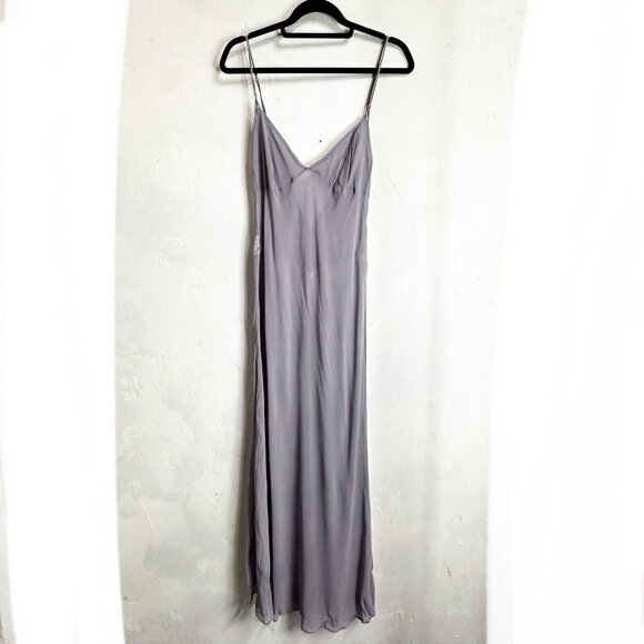 Victorias Secret Silk Lace Sheer Slip Nightgown Maxi Dress Womens Large Peasant - Picture 1 of 11